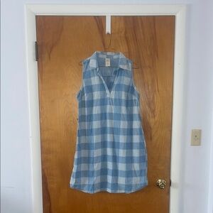 Blue and White Checkered Sleeveless Dress